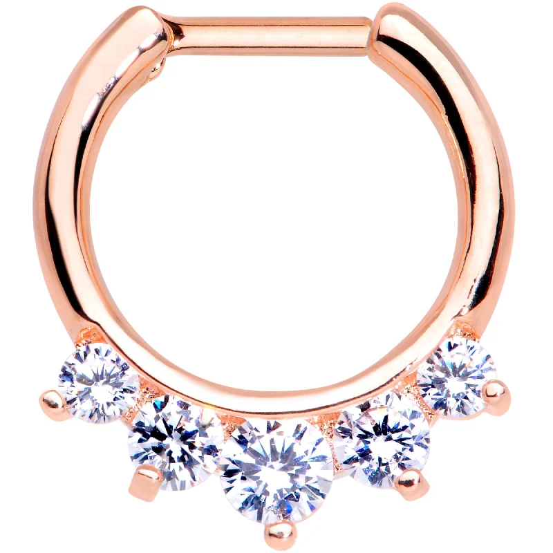 Lip Rings for Piercings16 Gauge 1/4 Clear Gem Rose Gold IP Luxe Cartilage Clicker