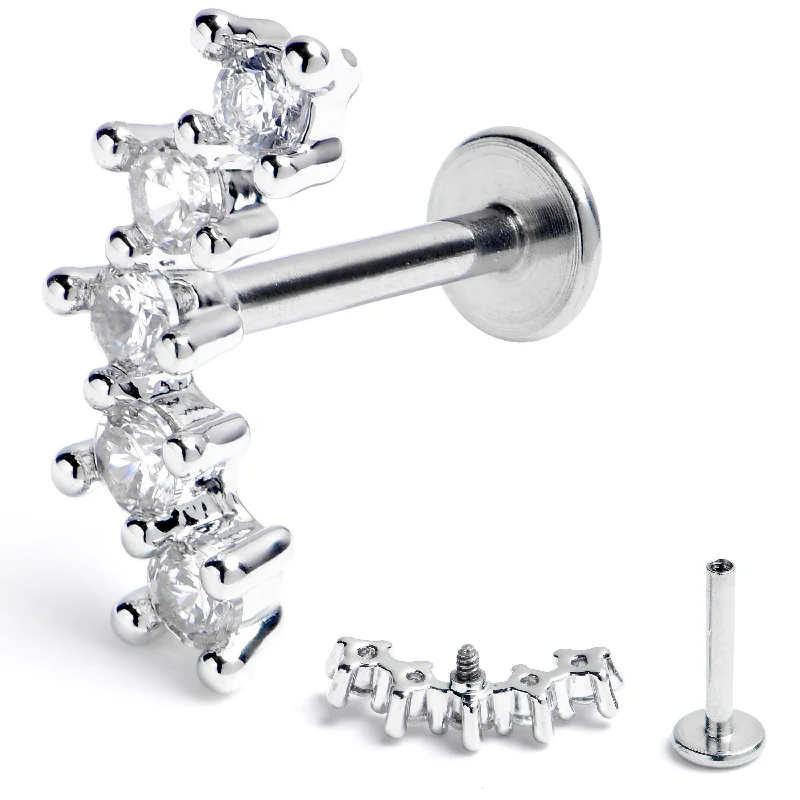 Unique Lip Rings for Stylish Piercings16 Gauge 5/16 Clear CZ Gem Arching Beauty Internally Threaded Labret