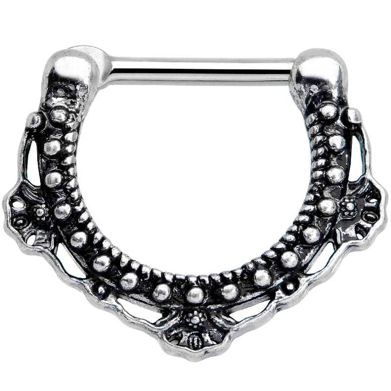 Nose Rings for Pierced Ears -16 Gauge 5/16 Textured Arc Septum Clicker