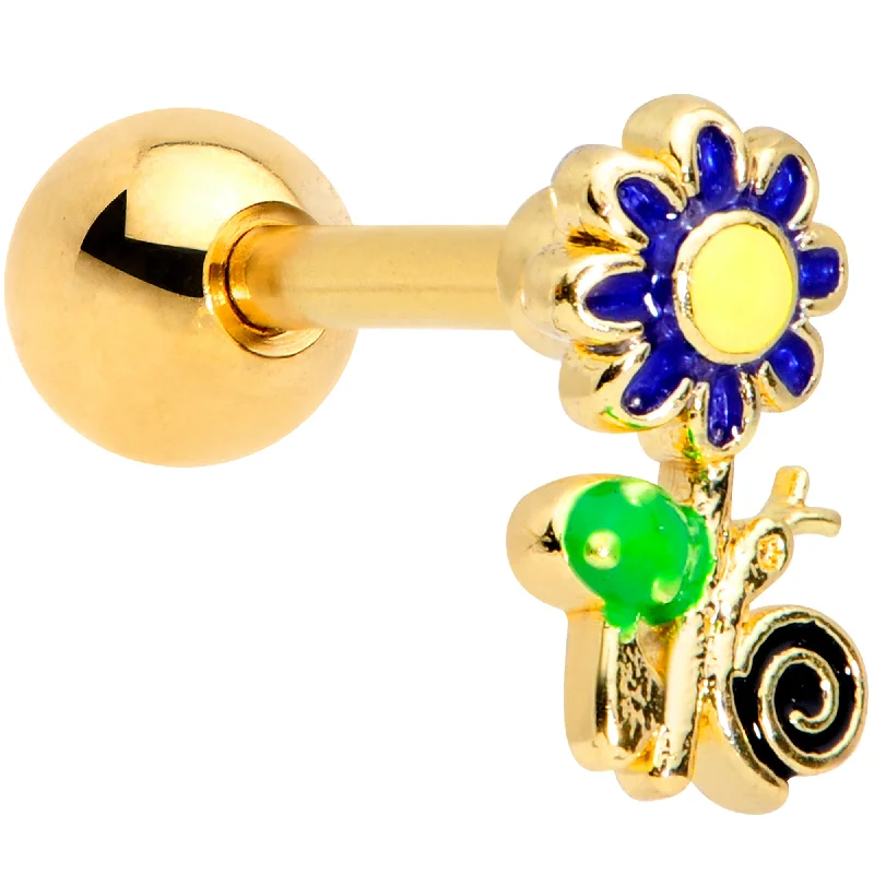 Women's Earrings – Elegant Designs for Every Personality--16 Gauge 1/4 Gold Tone Snail Flower Cartilage Tragus Earring Women's Earrings – Elegant Designs for Every Personality--16 Gauge 1/4 Gold Tone Snail Flower Cartilage Tragus Earring