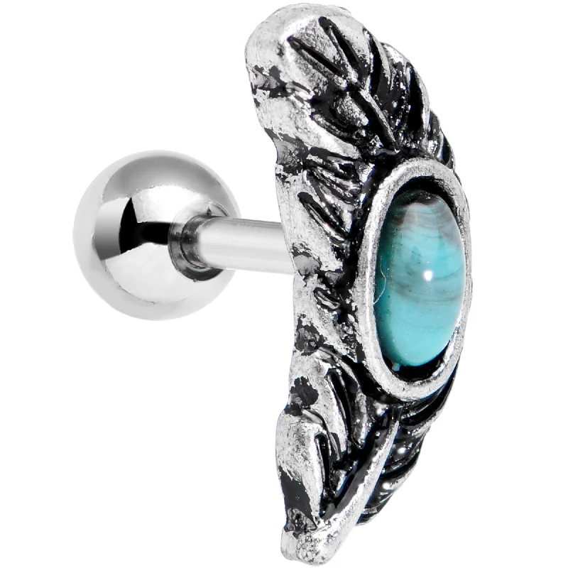 Women's Earrings – Elegant Designs for Every Personality--1/4 Blue Faux Turquoise Southwestern Feather Cartilage Tragus Earring Women's Earrings – Elegant Designs for Every Personality--1/4 Blue Faux Turquoise Southwestern Feather Cartilage Tragus Earring