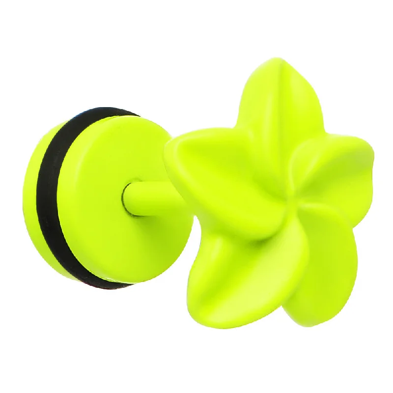 Women's Earrings – Elegant Designs for Every Personality--Light Green Neon Enamel Swirling Star Cheater Plug