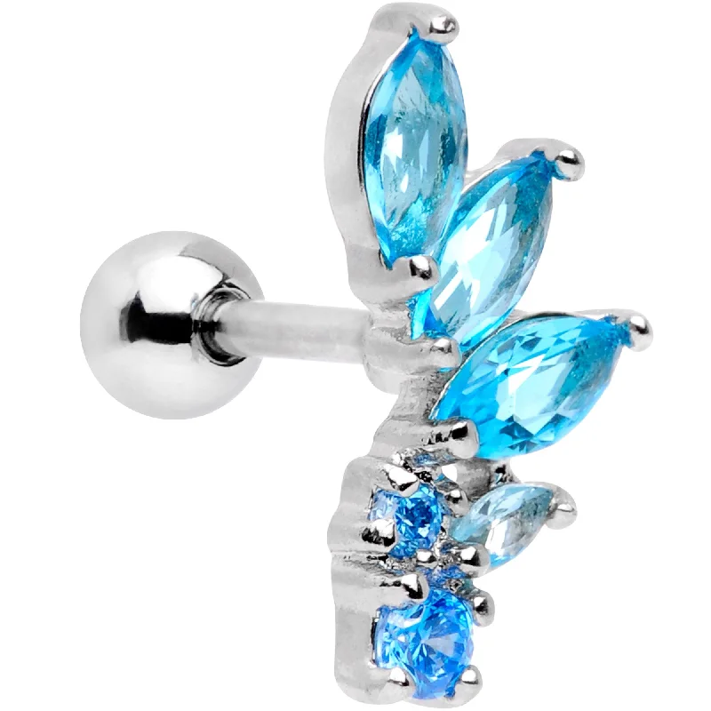 Women's Earrings – Elegant Designs for Every Personality--16 Gauge 1/4 Aqua Gem Dewdrop Cluster Cartilage Tragus Earring