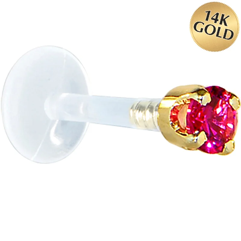 Women's Earrings – Elegant Designs for Every Personality--16 Gauge 1/4 Solid 14KT Yellow Gold 3mm Red Cubic Zirconia Bioplast Tragus Earring Stud Women's Earrings – Elegant Designs for Every Personality--16 Gauge 1/4 Solid 14KT Yellow Gold 3mm Red Cubic Zirconia Bioplast Tragus Earring Stud