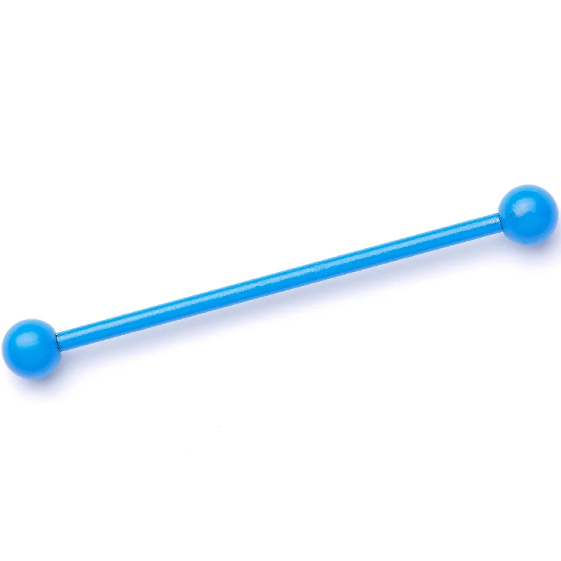 Women's Earrings – Elegant Designs for Every Personality--14 Gauge Light Blue Coated Glow in the Dark Industrial Barbell 38mm