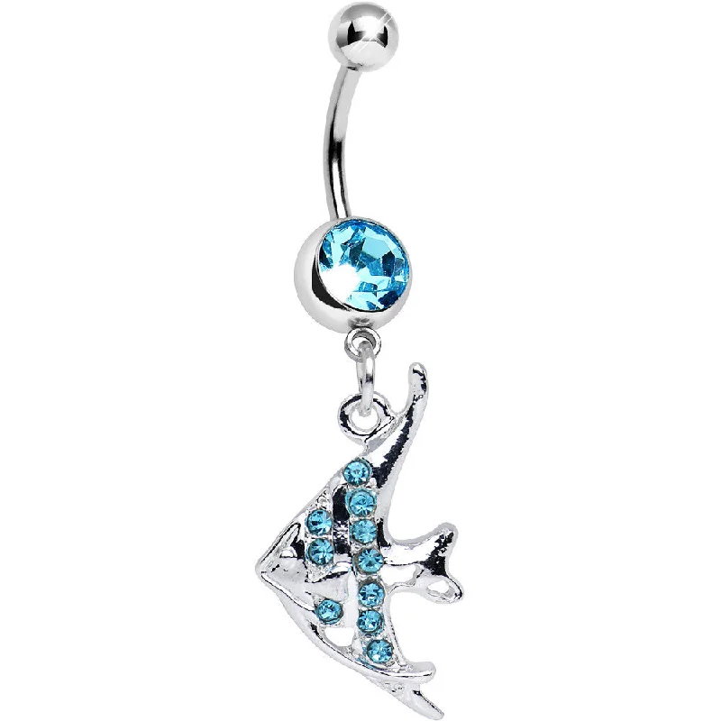 Custom Belly Rings for Exclusive Style -Aqua Gem Coral Reef Tropical Fish Dangle Belly Ring Custom Belly Rings for Exclusive Style -Aqua Gem Coral Reef Tropical Fish Dangle Belly Ring