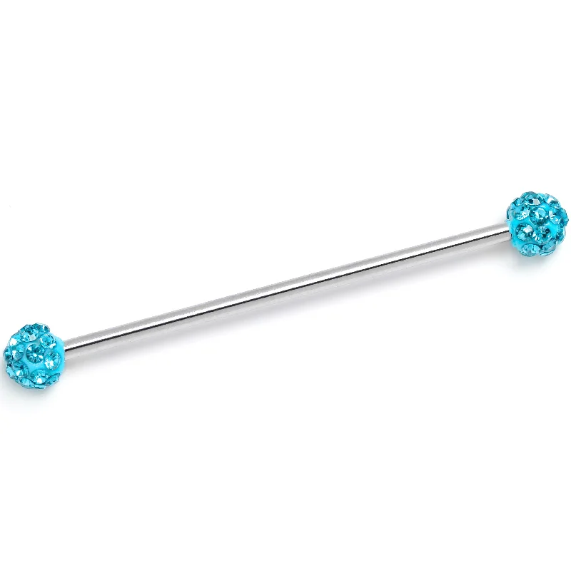 Women's Earrings – Elegant Designs for Every Personality--14 Gauge Blue Gem Internally Threaded Disco Industrial Barbell 38mm Women's Earrings – Elegant Designs for Every Personality--14 Gauge Blue Gem Internally Threaded Disco Industrial Barbell 38mm