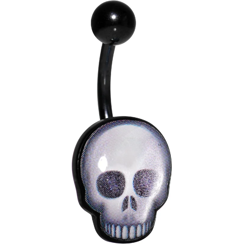 Trendy Belly Rings for Fashion-Loving Women -Officially Licensed Skull emoji Black Anodized Belly Ring Trendy Belly Rings for Fashion-Loving Women -Officially Licensed Skull emoji Black Anodized Belly Ring