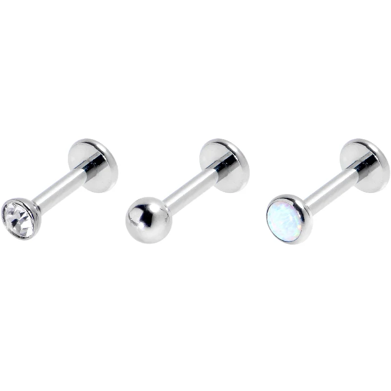 Women's Earrings – Elegant Designs for Every Personality--16 Gauge 1/4 White Synthetic Opal G23 Titanium Threadless Labret Set of 3 Women's Earrings – Elegant Designs for Every Personality--16 Gauge 1/4 White Synthetic Opal G23 Titanium Threadless Labret Set of 3