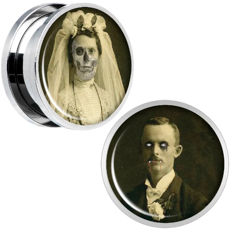 Women's Earrings – Elegant Designs for Every Personality--Undead Bride and Groom Halloween Plug Set 18mm Women's Earrings – Elegant Designs for Every Personality--Undead Bride and Groom Halloween Plug Set 18mm