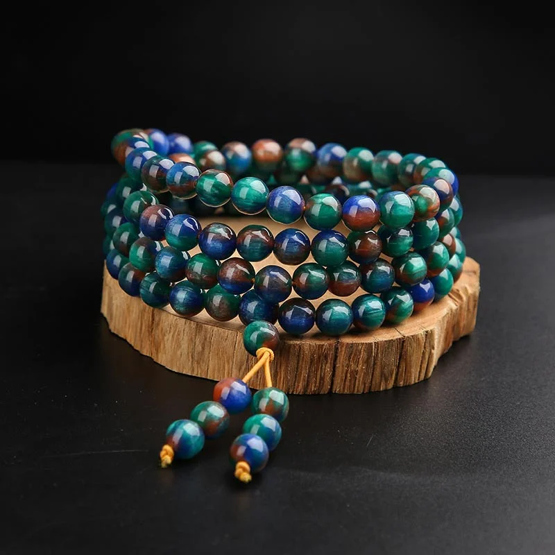 Men's Beaded Bracelets with Natural Stones-Buddha Stones Colorful Sea Willow Mala Positive Bracelet Ring Men's Beaded Bracelets with Natural Stones-Buddha Stones Colorful Sea Willow Mala Positive Bracelet Ring