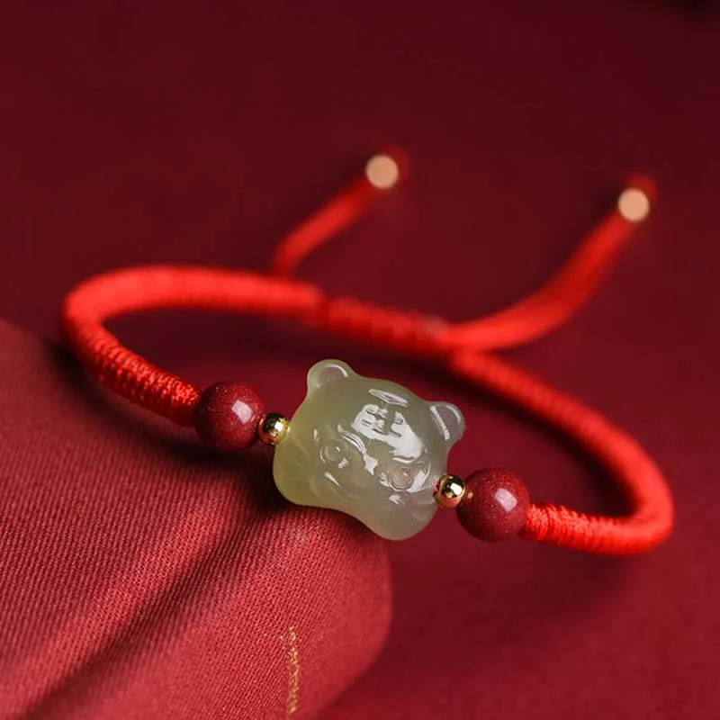 Durable Silicone Bracelets for Men-Buddha Stones Jade Cinnabar Lucky Tiger String Bracelet Durable Silicone Bracelets for Men-Buddha Stones Jade Cinnabar Lucky Tiger String Bracelet