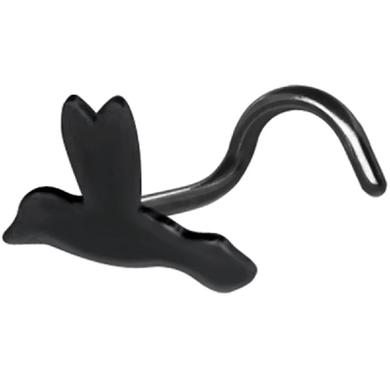 Unique Gemstone Nose Rings -Sterling Silver Black Flying Bird Nose Ring