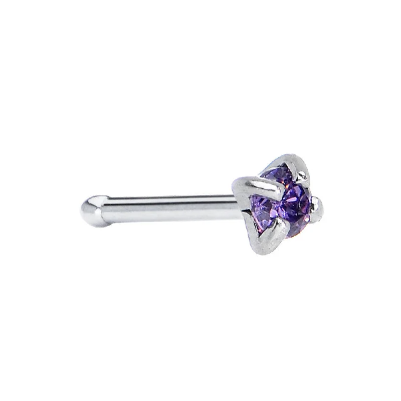 Nose Rings for Classic and Timeless Fashion -20 Gauge Amethyst Cubic Zirconia Square Nose Bone Nose Rings for Classic and Timeless Fashion -20 Gauge Amethyst Cubic Zirconia Square Nose Bone