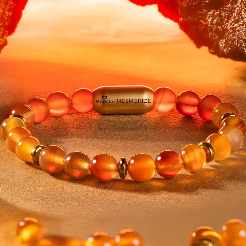 Stylish Men's Bracelets with Colorful Stones-Empowering Carnelian Natural Stone Bracelet with MagSnap 2 Stylish Men's Bracelets with Colorful Stones-Empowering Carnelian Natural Stone Bracelet with MagSnap 2