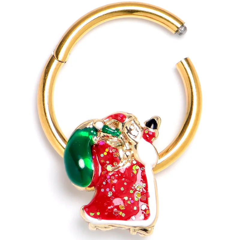 Women's Earrings – Elegant Designs for Every Personality--16 Gauge 3/8 Gold Tone Glitter Santa Red Christmas Hinged Segment Ring Women's Earrings – Elegant Designs for Every Personality--16 Gauge 3/8 Gold Tone Glitter Santa Red Christmas Hinged Segment Ring