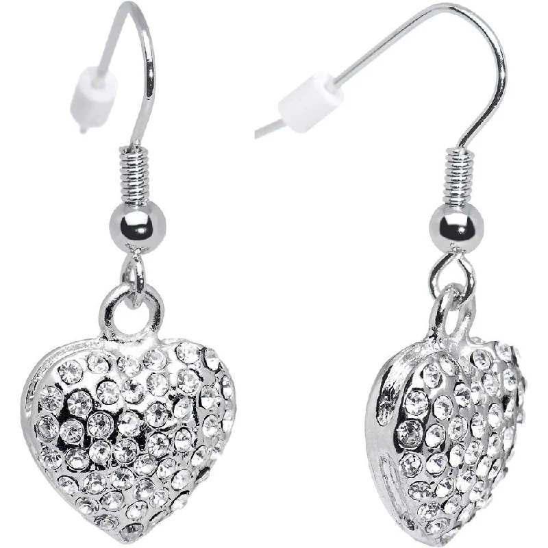 Women's Earrings – Elegant Designs for Every Personality--Silver Tone Frozen Heart Rhinestone Dangle Earrings