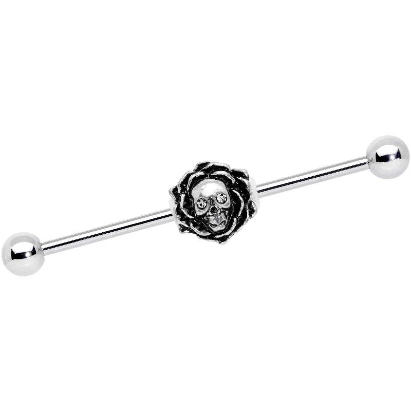 Women's Earrings – Elegant Designs for Every Personality--14 Gauge Beauty in Death Charm Stainless Steel Industrial Barbell 38mm