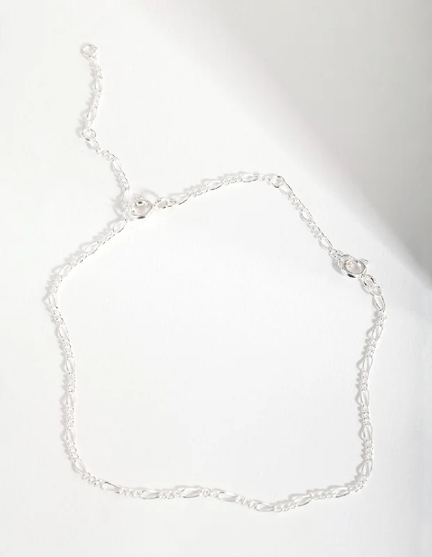 Stunning Anklets with Colorful Gems-Sterling Silver Wide Chain Bracelet Anklet
