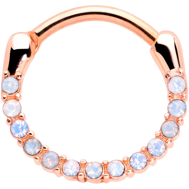 Women's Earrings – Elegant Designs for Every Personality--16 Gauge 3/8 Aurora Gem Rose Gold Tone Paved Cartilage Clicker