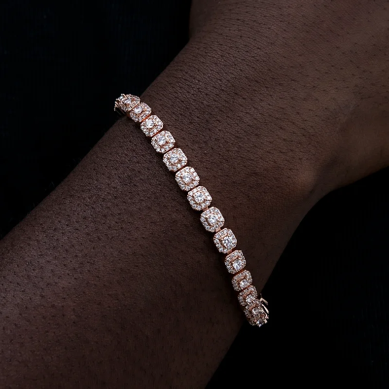 Fashion-Forward Bracelets for Men-Micro Clustered Tennis Bracelet in Rose Gold