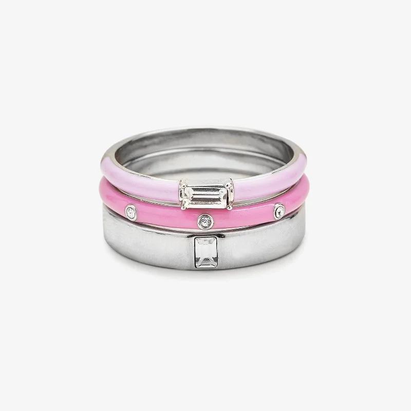 Chic Women's Rings for Fashion-Forward Looks-Boarding for Breast Cancer Ring Stack