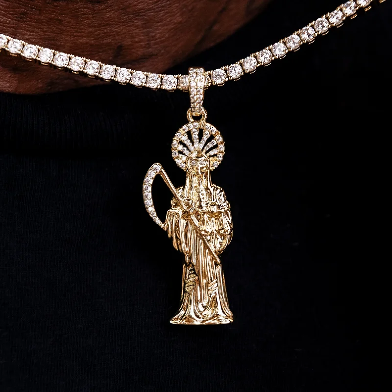 Exclusive Men's Necklaces & Pendants for the Modern Gentleman-Iced Grim Reaper Pendant in Yellow Gold Exclusive Men's Necklaces & Pendants for the Modern Gentleman-Iced Grim Reaper Pendant in Yellow Gold