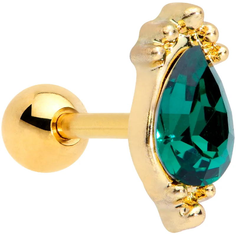 Women's Earrings – Elegant Designs for Every Personality--16 Gauge 1/4 Green Gem Gold Tone Drop Cartilage Tragus Women's Earrings – Elegant Designs for Every Personality--16 Gauge 1/4 Green Gem Gold Tone Drop Cartilage Tragus
