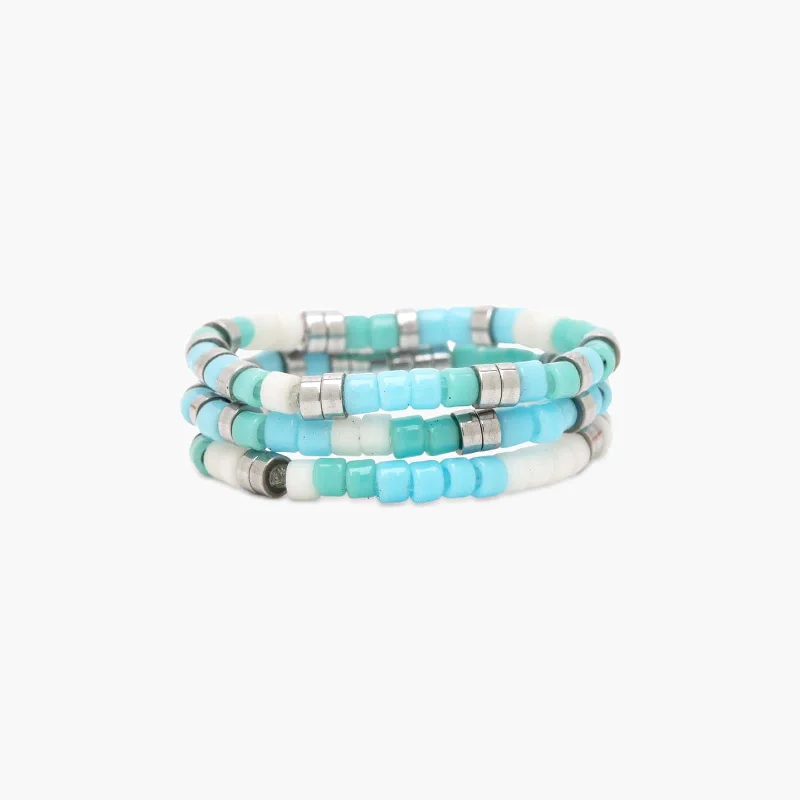Chic Women's Rings for Fashion-Forward Looks-Seafoam Dream Stretch Ring Set of 3