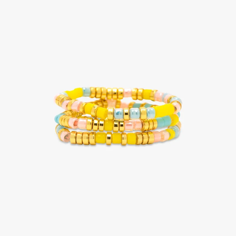 Chic Women's Rings for Fashion-Forward Looks-Sunset Beach Stretch Ring Set of 3