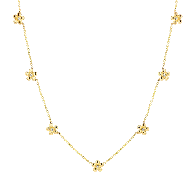Shop Classic Women's Necklaces & Pendants with a Modern Twist-Diamond Flower Chain Necklace Shop Classic Women's Necklaces & Pendants with a Modern Twist-Diamond Flower Chain Necklace