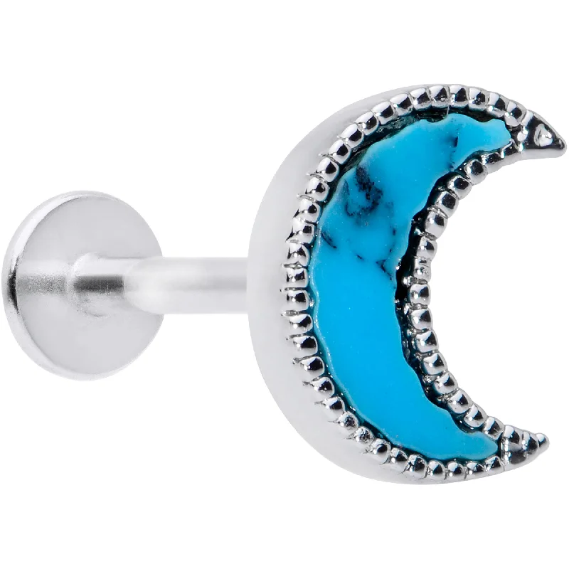Women's Earrings – Elegant Designs for Every Personality--16 Gauge 5/16  Faux Turquoise Crescent Moon Labret Tragus Monroe