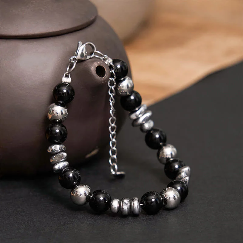 Men's Trendy Bracelets with Nature-inspired Charms-Buddha Stones Black Onyx Fortune Bracelet Men's Trendy Bracelets with Nature-inspired Charms-Buddha Stones Black Onyx Fortune Bracelet