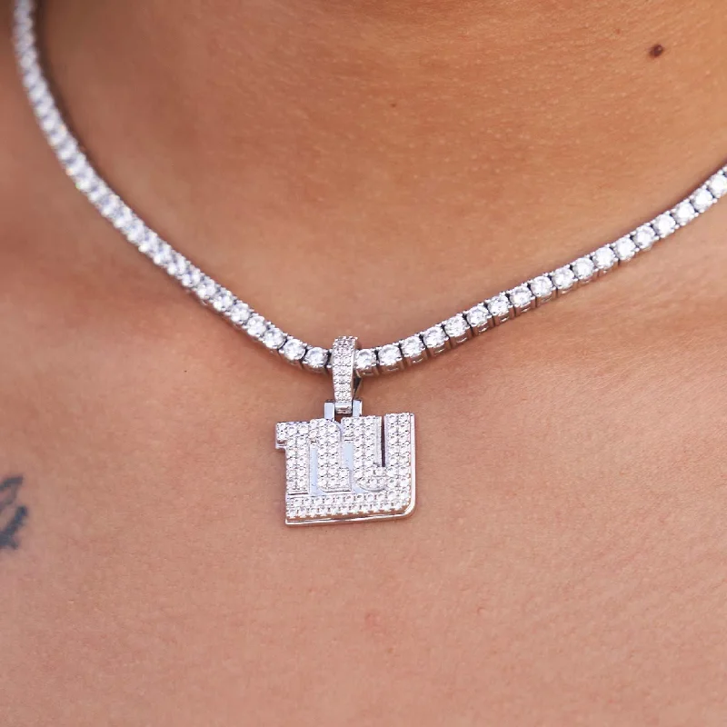 Shop Classic Women's Necklaces & Pendants with a Modern Twist-New York Giants Official NFL Micro Logo Pendant - White Gold Shop Classic Women's Necklaces & Pendants with a Modern Twist-New York Giants Official NFL Micro Logo Pendant - White Gold