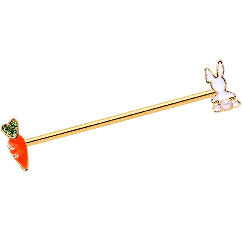 Women's Earrings – Elegant Designs for Every Personality--14 Gauge Green Gem Gold Tone Easter Bunny Industrial Barbell 38mm Women's Earrings – Elegant Designs for Every Personality--14 Gauge Green Gem Gold Tone Easter Bunny Industrial Barbell 38mm