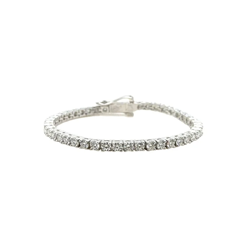 Minimalist Beaded Bracelets for Men-Moissanite Diamond Tennis Bracelet in White Gold Vermeil- 3mm