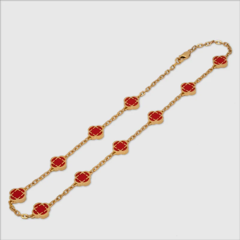 Exclusive Men's Necklaces & Pendants for the Modern Gentleman-Red Clover Stone Necklace (Gold) Exclusive Men's Necklaces & Pendants for the Modern Gentleman-Red Clover Stone Necklace (Gold)