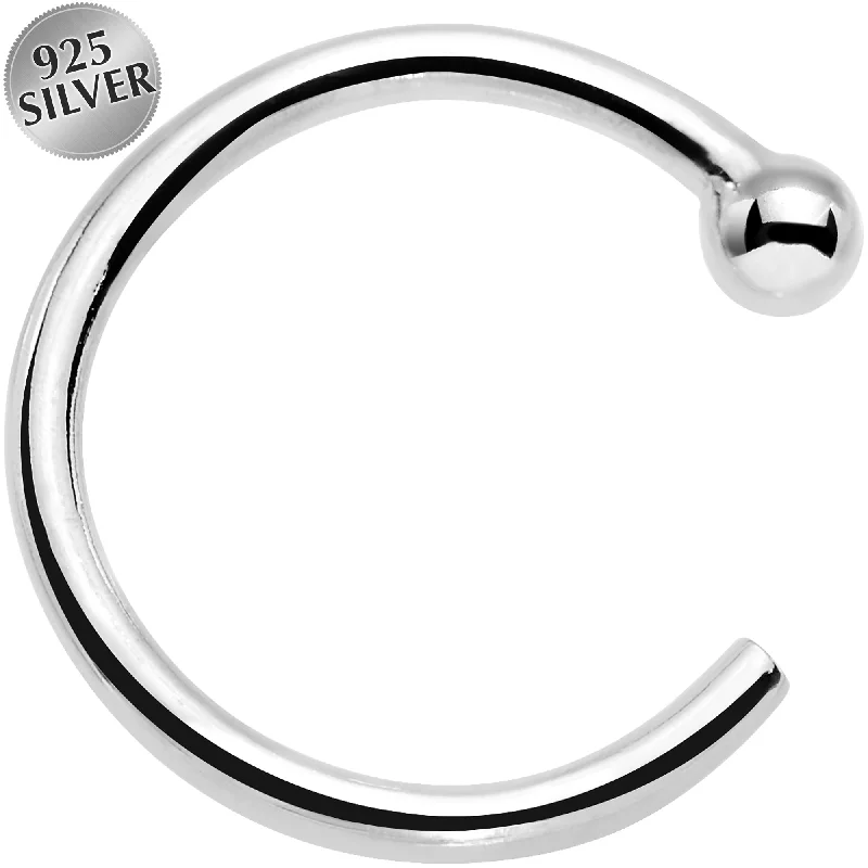 Nose Rings with Pearls -20 Gauge 1/4 925 Sterling Silver Nose Hoop