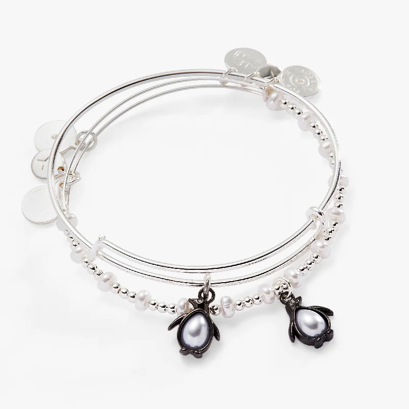 Women's Bangles with Floral Patterns-Penguin Bangle Set of 2