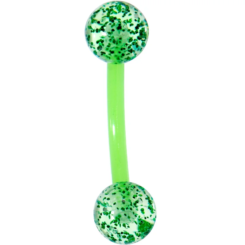 Women's Earrings – Elegant Designs for Every Personality--16 Gauge 5/16 Green Glitter Burst Curved Eyebrow Ring Women's Earrings – Elegant Designs for Every Personality--16 Gauge 5/16 Green Glitter Burst Curved Eyebrow Ring