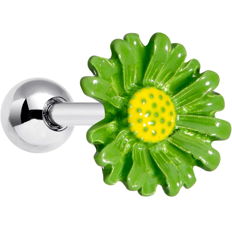 Women's Earrings – Elegant Designs for Every Personality--16 Gauge 1/4 Green Daisy Flower Cartilage Tragus Earring Women's Earrings – Elegant Designs for Every Personality--16 Gauge 1/4 Green Daisy Flower Cartilage Tragus Earring