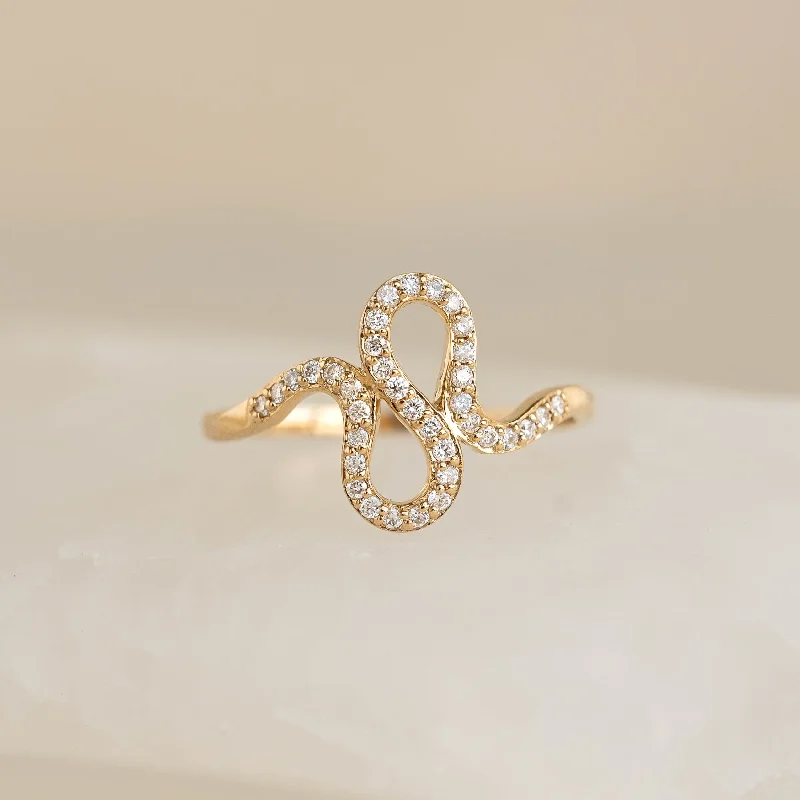 Chic Women's Rings for Fashion-Forward Looks-Diamond Squiggle Ring 14k Gold