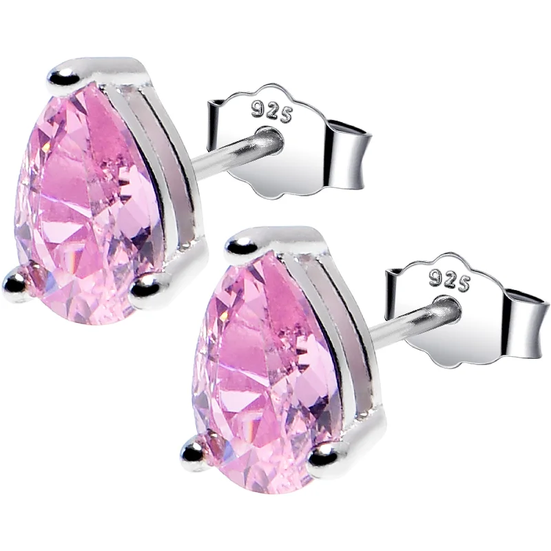 Women's Earrings – Elegant Designs for Every Personality--5mm CZ  Pear 925 Sterling Silver October Birthstone Stud Earrings