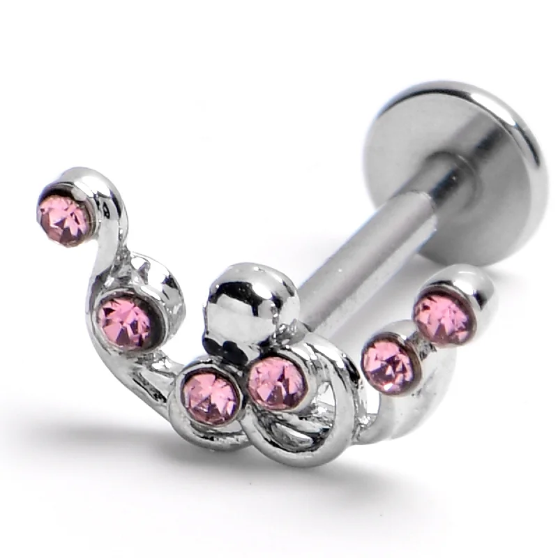 Lip Rings for Sophisticated Piercings16 Gauge Pink Empress Flat Back Tragus Helix Cartilage Earring