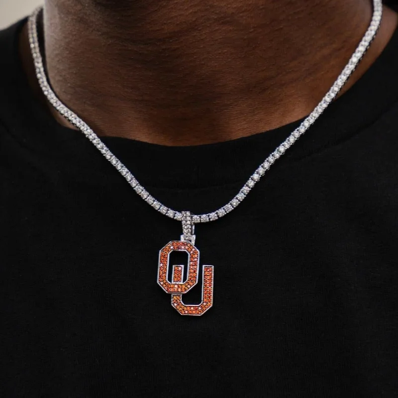 Men's Bracelets with Engraved Dates-Oklahoma Sooners Official NCAA Logo Pendant