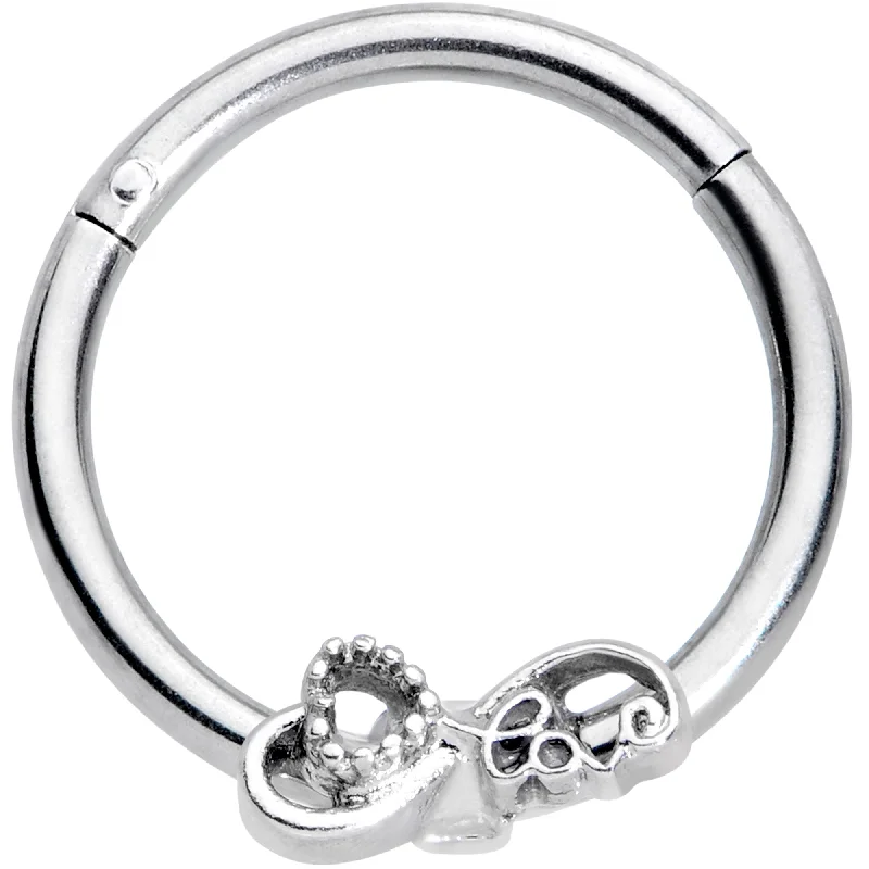 Nose Rings for Youthful Look -16 Gauge 3/8 Infinity Heart Valentines Day Hinged Segment Ring Nose Rings for Youthful Look -16 Gauge 3/8 Infinity Heart Valentines Day Hinged Segment Ring