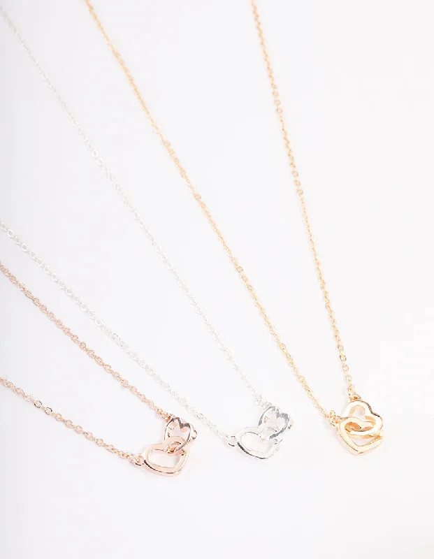 Shop Classic Women's Necklaces & Pendants with a Modern Twist-Mixed Metal Link Heart Necklace 3-Pack Shop Classic Women's Necklaces & Pendants with a Modern Twist-Mixed Metal Link Heart Necklace 3-Pack