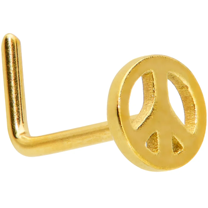 Nose Rings for Glam Looks -20 Gauge 1/4 Gold Tone Simple Peace Sign L Shape Nose Ring Nose Rings for Glam Looks -20 Gauge 1/4 Gold Tone Simple Peace Sign L Shape Nose Ring