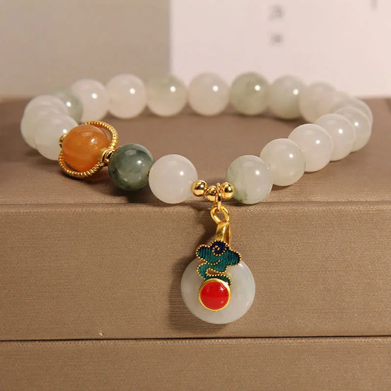 Vintage-Inspired Wedding Bangles for Women-Buddha Stones Jade Auspicious Clouds Red Agate Citrine Prosperity Bracelet Vintage-Inspired Wedding Bangles for Women-Buddha Stones Jade Auspicious Clouds Red Agate Citrine Prosperity Bracelet