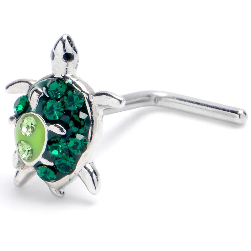 Stylish Nose Rings with Personalized Touch -20 Gauge 1/4 Green Gem Turtle World L Shape Nose Ring Stylish Nose Rings with Personalized Touch -20 Gauge 1/4 Green Gem Turtle World L Shape Nose Ring